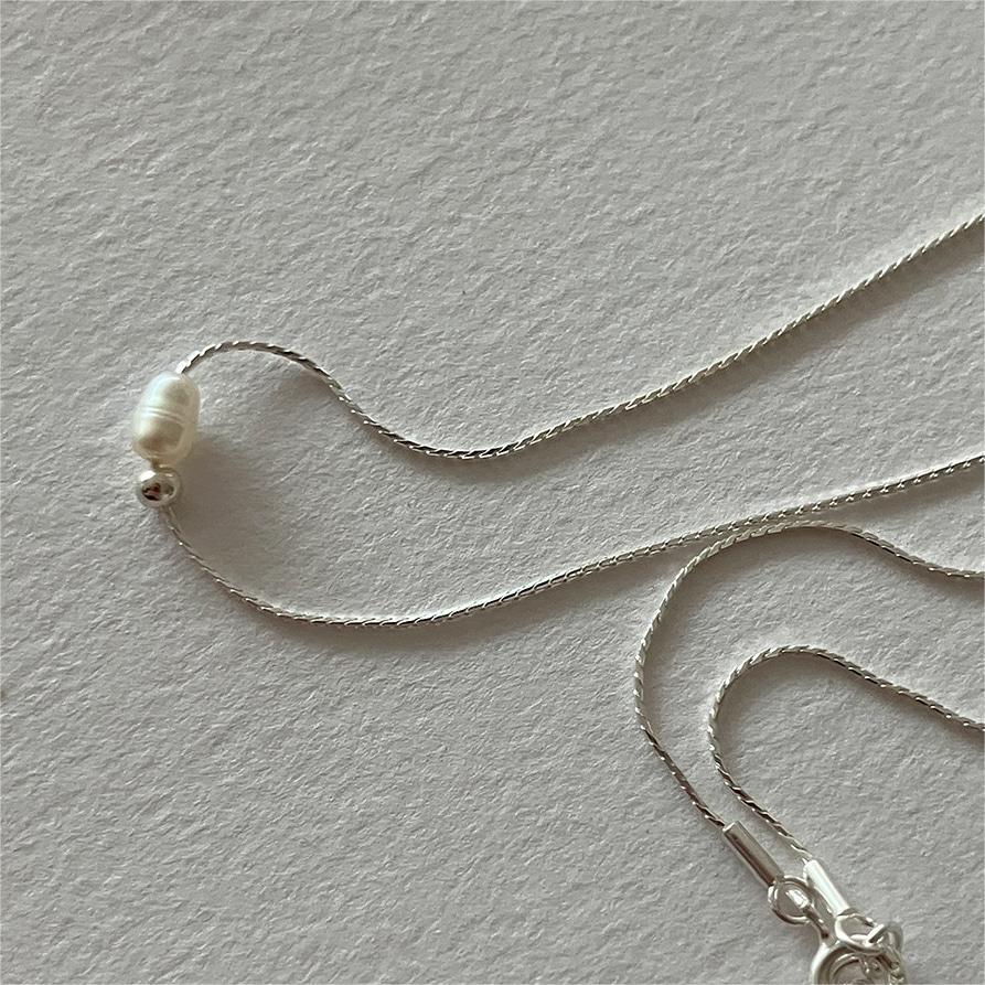 F廠-韓國韓版925純銀珍珠銀珠項鍊簡約時尚百搭ins網紅項鍊「B1138」25.09-2