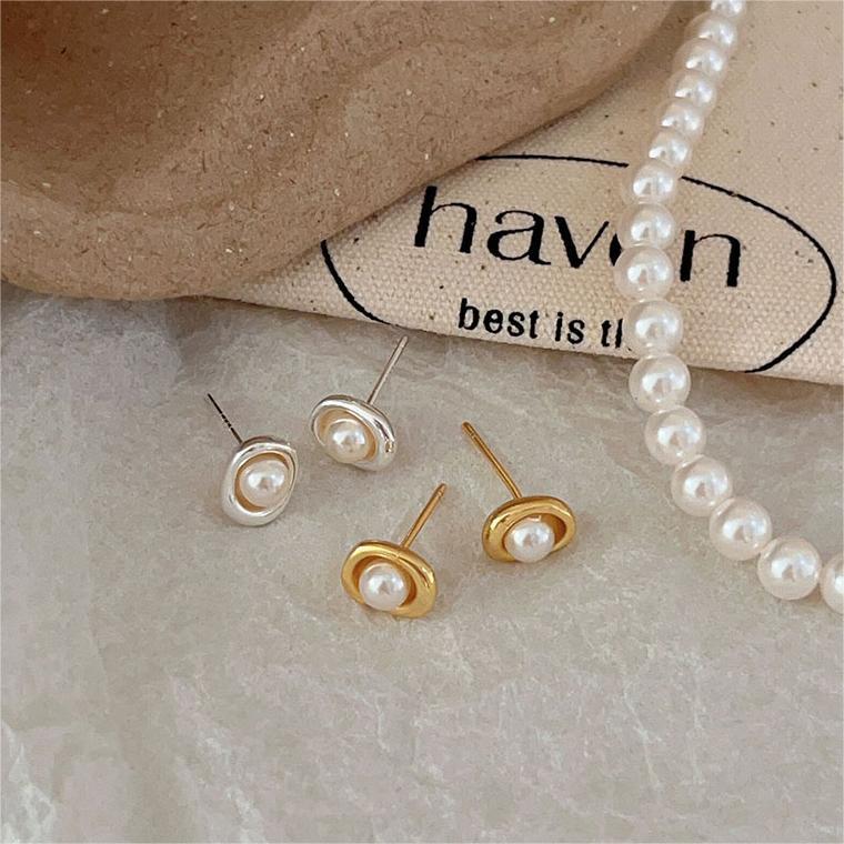 F廠-韓國韓版925純銀珍珠耳釘簡約冷淡風氣質ins小紅書耳飾「C1232」25.09-2