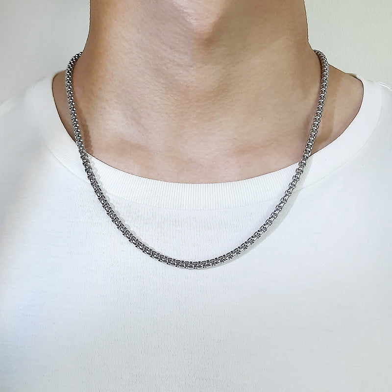 G廠-鈦鋼珍珠鏈配鏈面寬2MM/3MM/4MM/5MM/6MM/7MM吊墜鋼色項鍊「NC-100」25.08-3