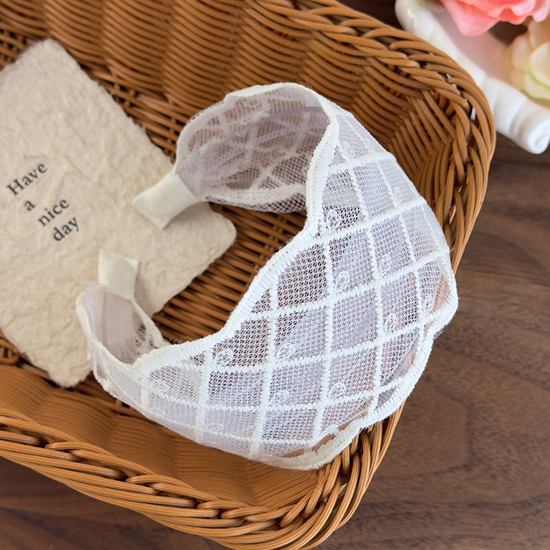 E廠-網紗蕾絲寬邊蝴蝶結防滑髮箍少女甜美百搭外出高顱頂頭箍髮卡髮捆「26927」25.05-3