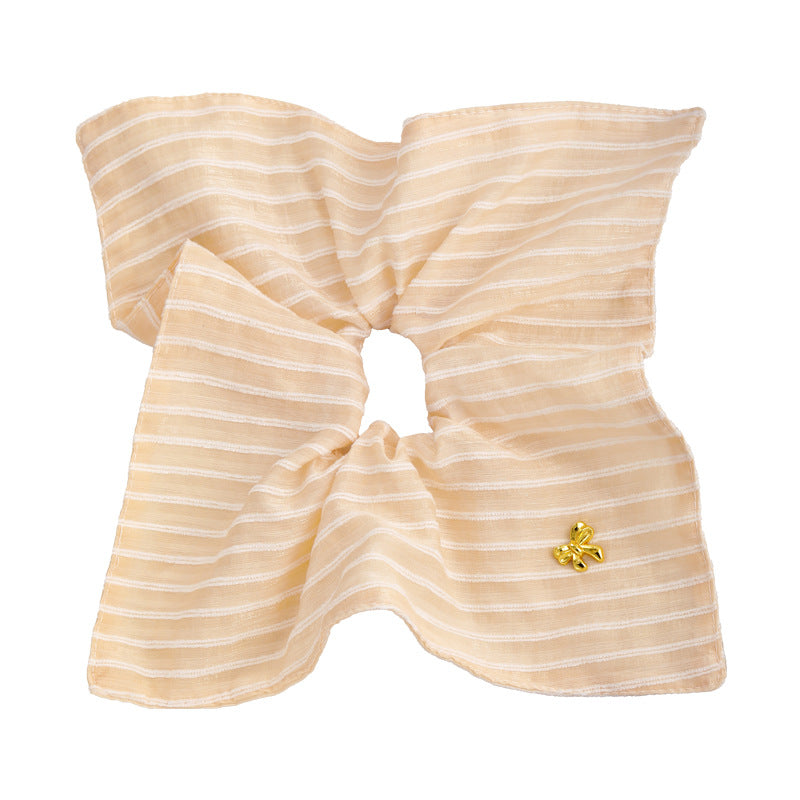 E廠-韓系清新藍色條紋方巾大腸髮圈女方形扎頭髮皮筋側低馬尾髮繩頭繩「27125」25.06-4