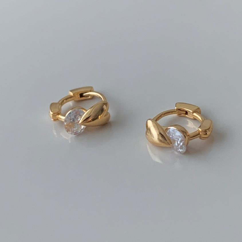F廠-韓國韓版925純銀愛心鋯石耳扣耳環簡約氣質百搭ins風耳飾「C1399」25.05-4