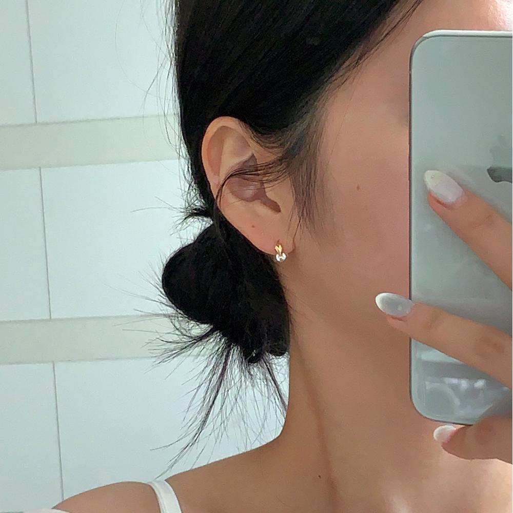 F廠-韓國韓版925純銀愛心鋯石耳扣耳環簡約氣質百搭ins風耳飾「C1399」25.05-4