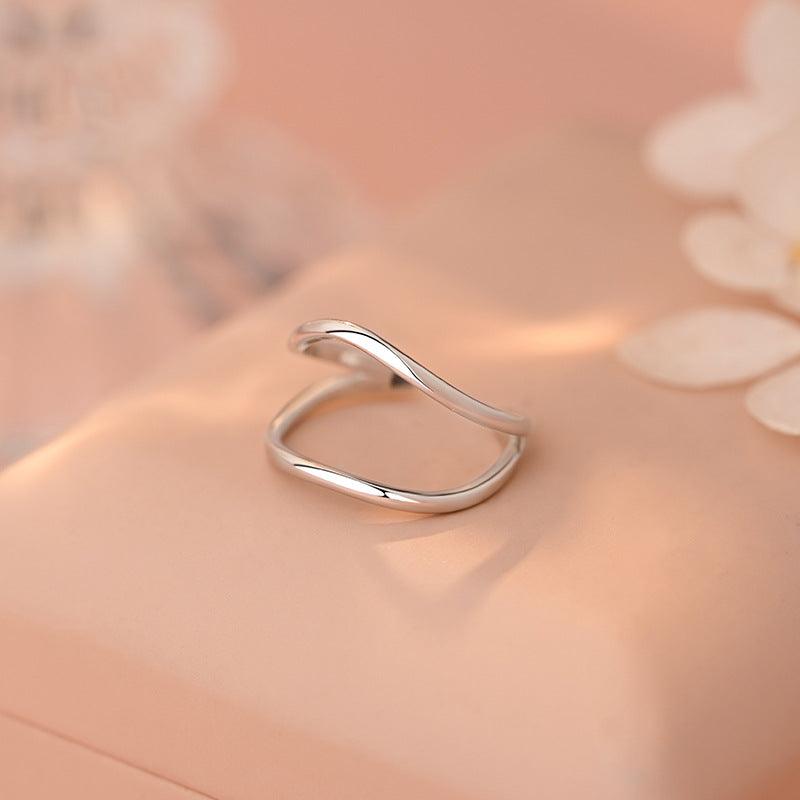 D廠-S925純銀韓版幾何鏤空戒指女簡約甜酷風清新百搭通勤手飾「YC3039R_2」25.03-4