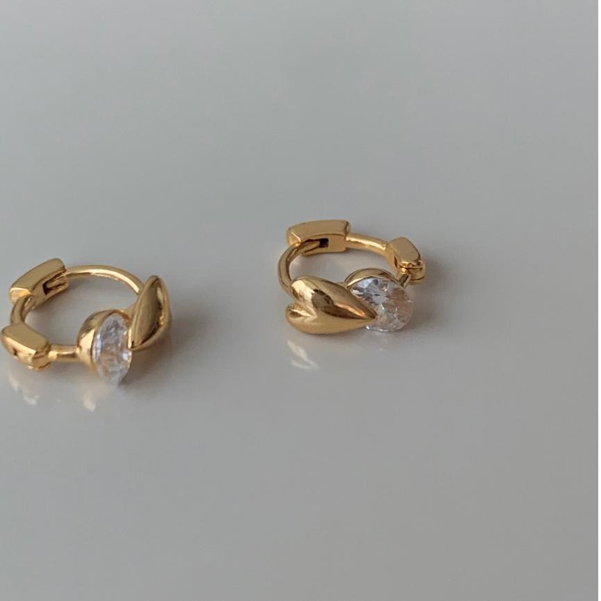 F廠-韓國韓版925純銀愛心鋯石耳扣耳環簡約氣質百搭ins風耳飾「C1399」25.05-4