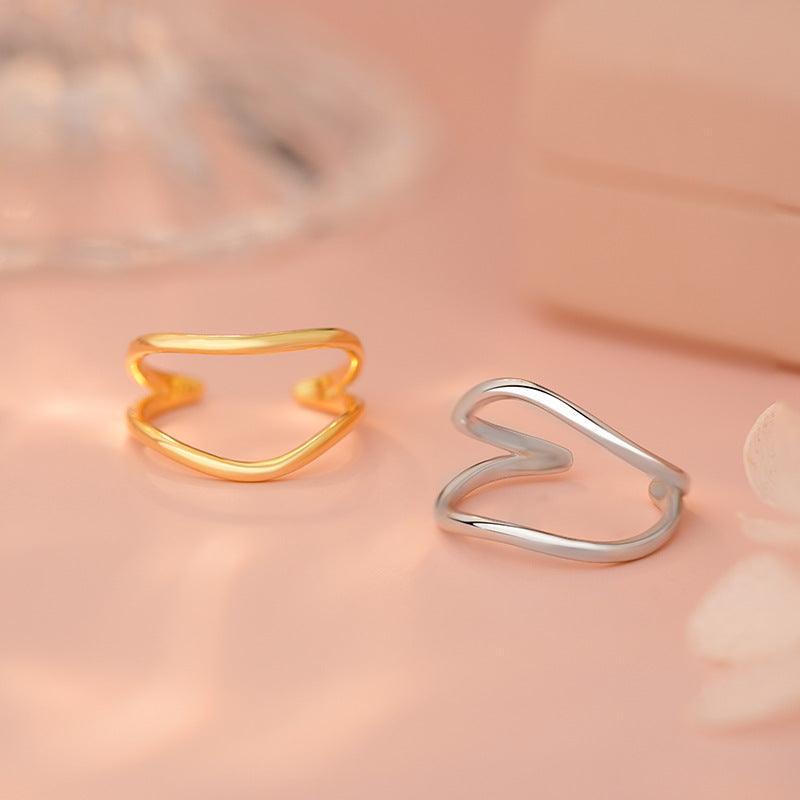 D廠-S925純銀韓版幾何鏤空戒指女簡約甜酷風清新百搭通勤手飾「YC3039R_2」25.03-4