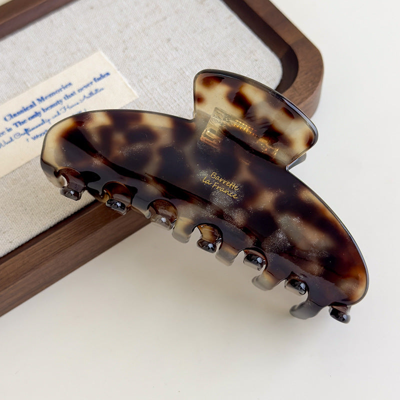 E廠-韓國ins老錢風焦糖細閃豹紋醋酸抓夾法式復古高級感鯊魚夾子頭飾「27179」25.07-1