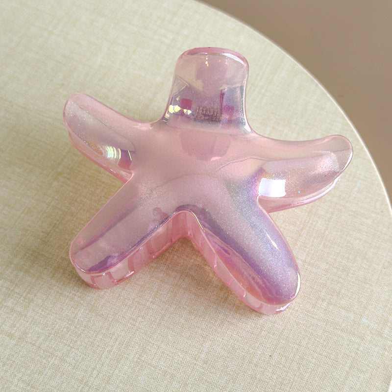 E廠-韓版個性甜美百搭大號彩色海星雞蛋花抓夾度假風簡約花朵鯊魚夾女「27045」25.06-1