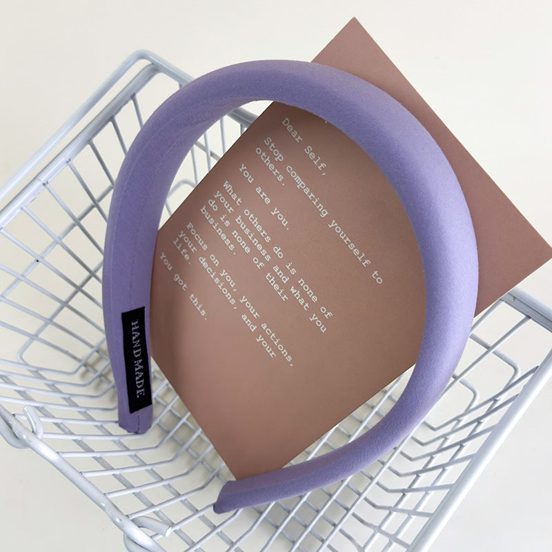 E廠-仙女紫~紫色格子純色髮箍女2025新款外出百搭高顱頂洋氣髮卡頭箍「26883」25.05-1