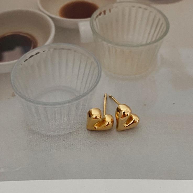 F廠-韓國韓版 925純銀愛心耳釘耳環女日韓國簡約氣質耳飾「C1027」25.07-3