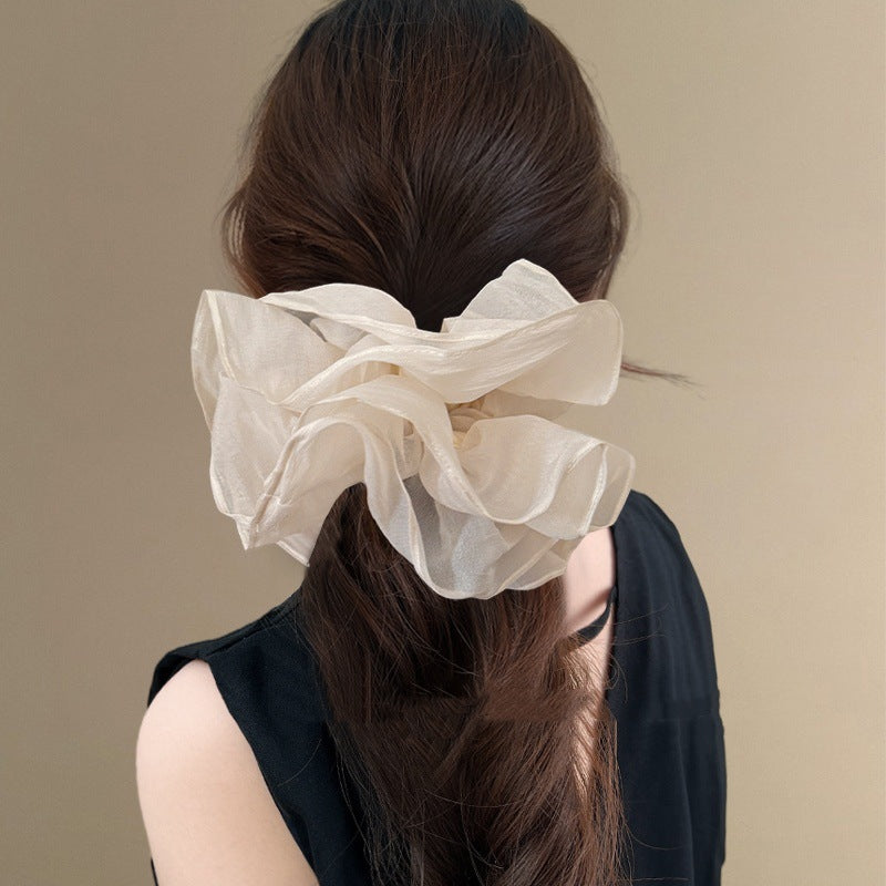 E廠-仙氣超大號花邊大腸髮圈2025新款頭繩髮繩頭花女高級感扎馬尾髮飾「26651」25.06-3