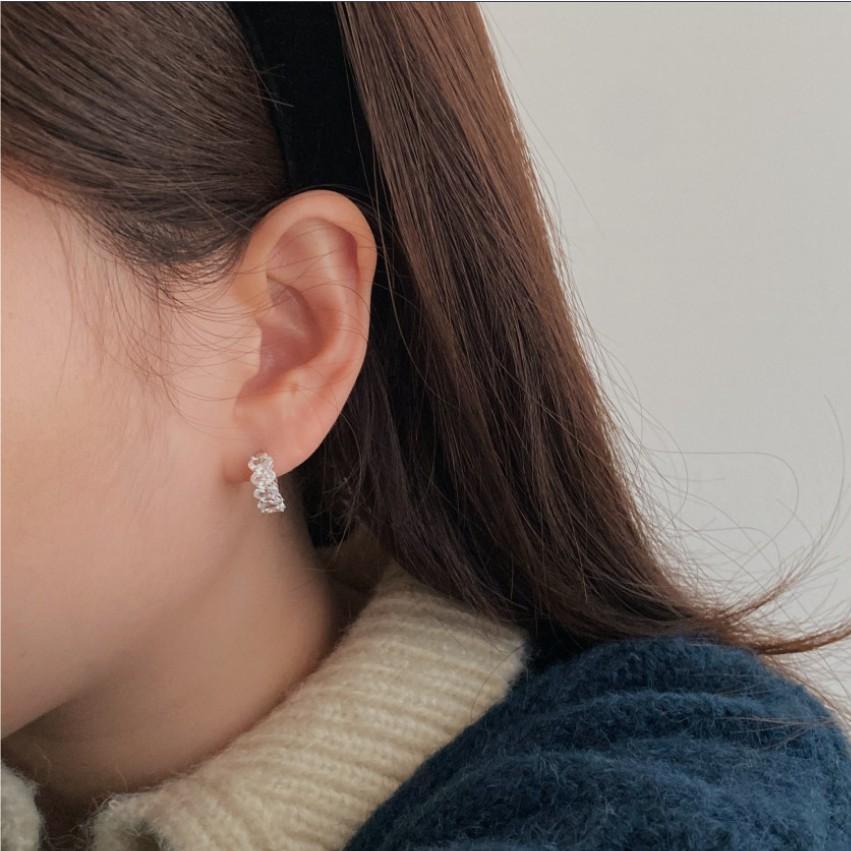 F廠-韓國韓版925純銀鋯石耳釘耳扣女簡約時尚ins風耳環耳飾「C1049」25.07-2