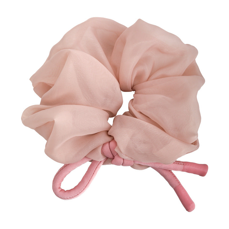 E廠-韓國少女雪紡蓬松大腸髮圈2025新款高級甜美蝴蝶結頭繩扎馬尾髮飾「27102」25.06-3