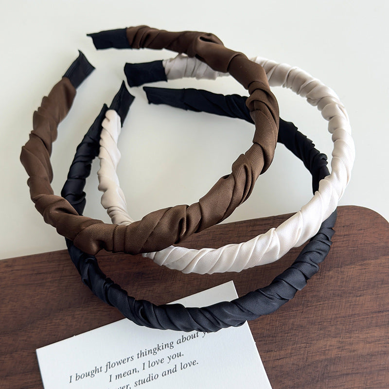 E廠-繞布藝緞面髮箍女2025新款高級感頭窟外出壓髮氣質髮卡髮飾頭飾「27106」25.06-4