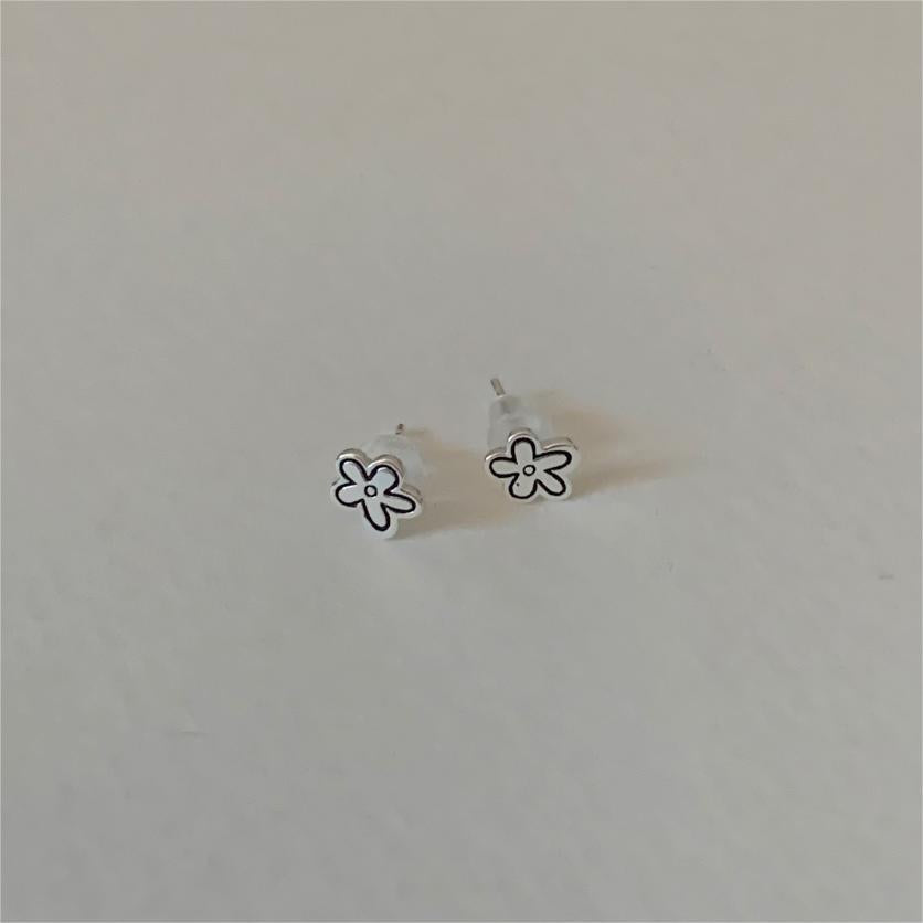 F廠-韓國韓版925純銀笑臉星星花朵耳環耳扣簡約冷淡風氣質ins「C1253」25.08-3