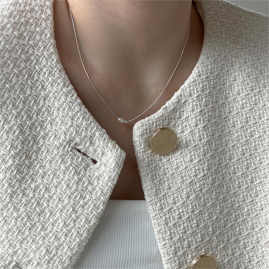 F廠-韓國韓版925純銀珍珠銀珠項鍊簡約時尚百搭ins網紅項鍊「B1138」25.09-2