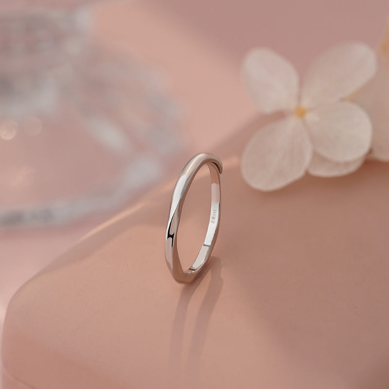 D廠-S999足銀S925純銀光面釘砂戒指簡約幾何高級小眾情侶對戒「YC4443R_1」25.04-4