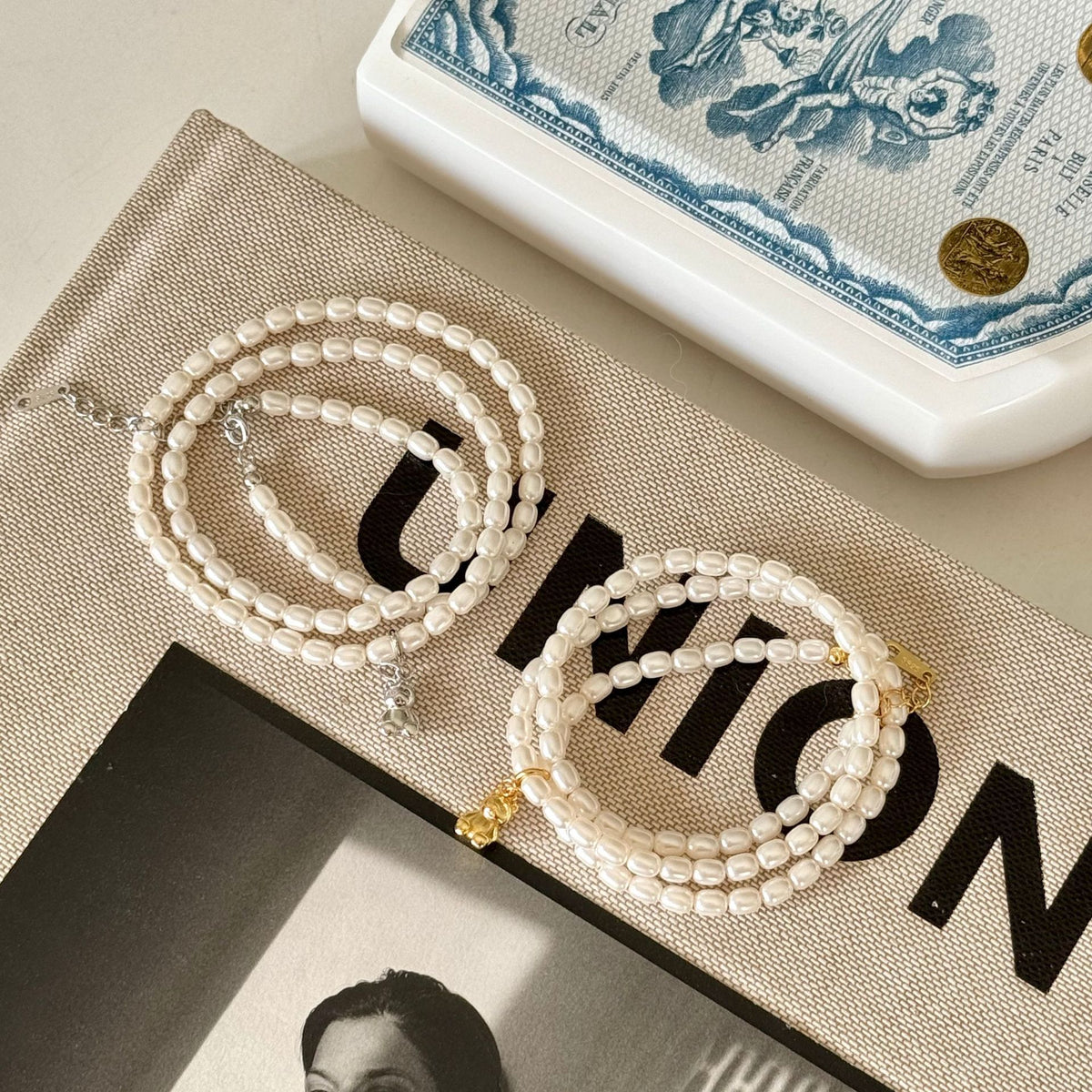 F廠-韓國韓版925純銀小熊珍珠項鍊項鍊簡約氣質ins網紅小紅書「B896」25.08-4