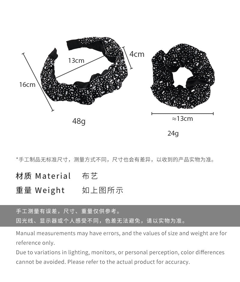 E廠-高級感水鑽大腸圈髮圈扎頭髮馬尾頭繩丸子頭皮筋寬邊水鑽髮箍髮飾「27061」25.06-2