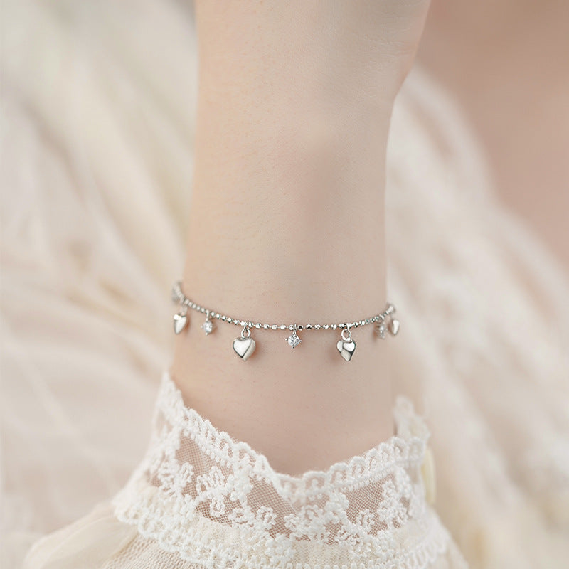D廠-S925純銀愛心鋯石手鍊小眾韓風氣質文藝少女感清新手飾「YC4582SL_1」25.06-1