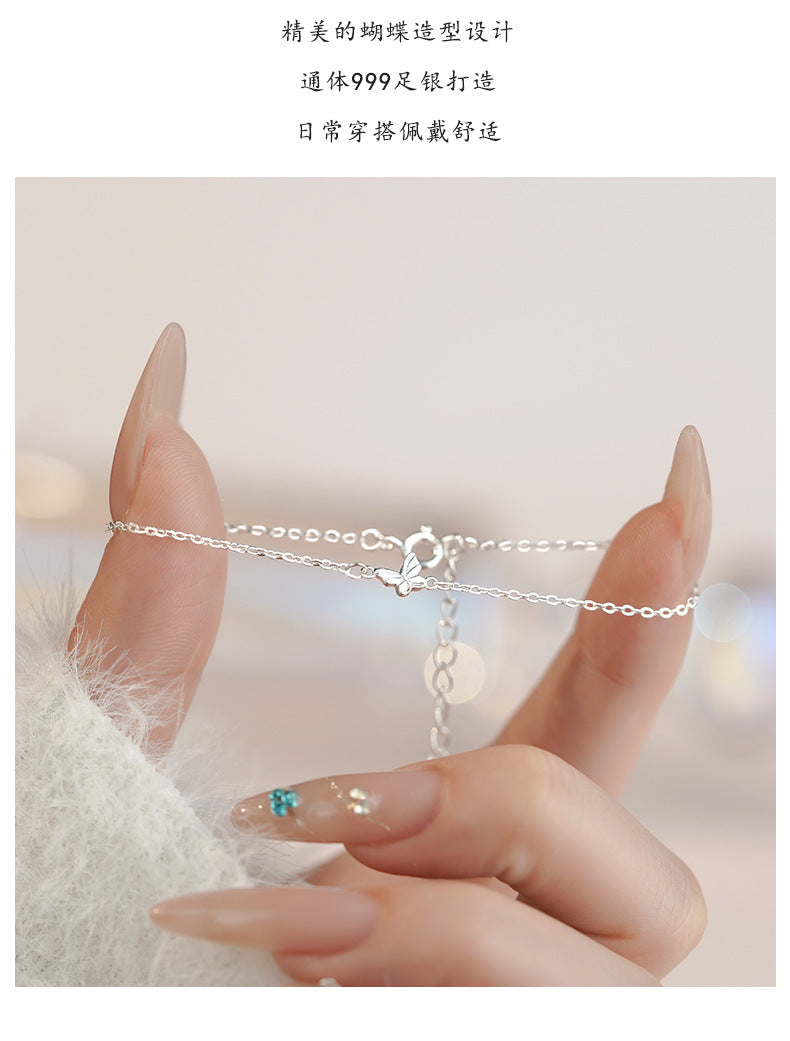 D廠-S999足銀蝴蝶手鍊森系簡約風文藝精緻氣質淡雅手飾「YC5130SL_1」25.06-4