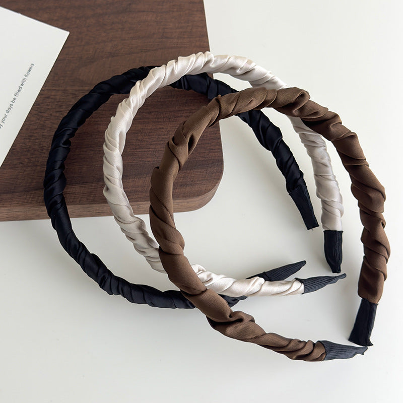 E廠-繞布藝緞面髮箍女2025新款高級感頭窟外出壓髮氣質髮卡髮飾頭飾「27106」25.06-4