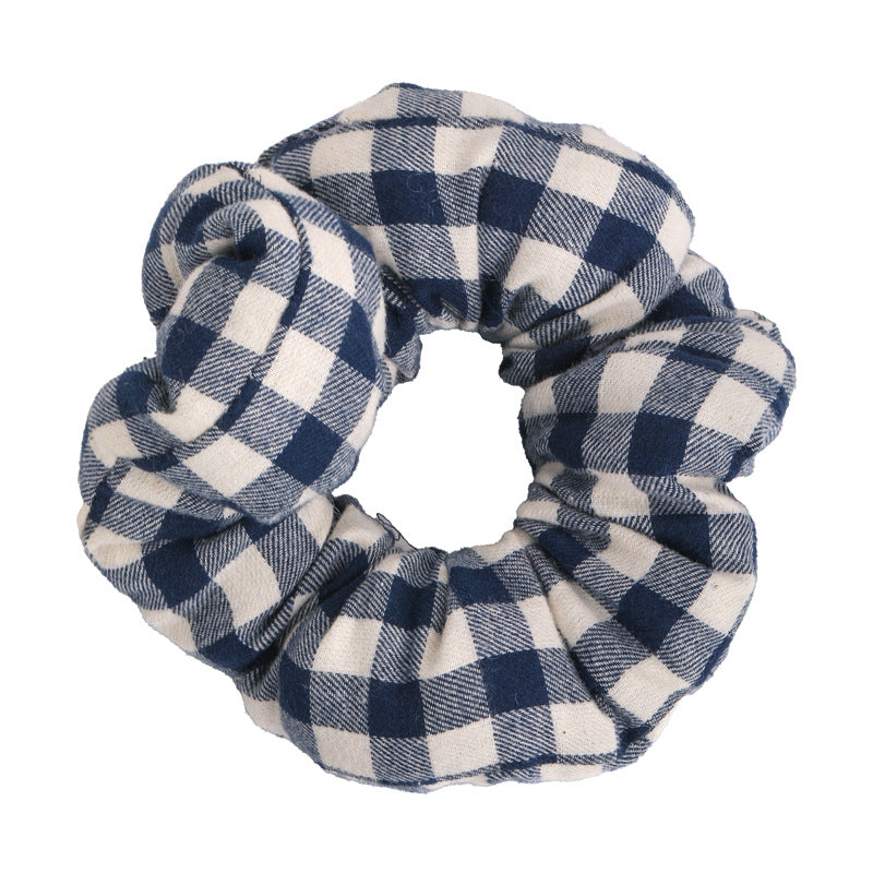 E廠-趙露思同款慵懶黑白格子充棉大腸髮圈頭繩髮飾頭花扎馬尾皮筋髮繩「27154」25.07-1