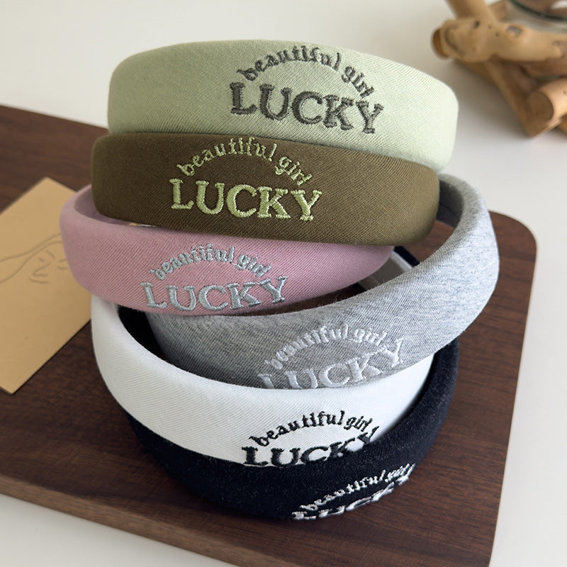 E廠-韓國網紅同款髮箍女布藝高顱頂刺繡字母髮箍髮卡百搭簡約頭箍髮飾「27082」25.06-3