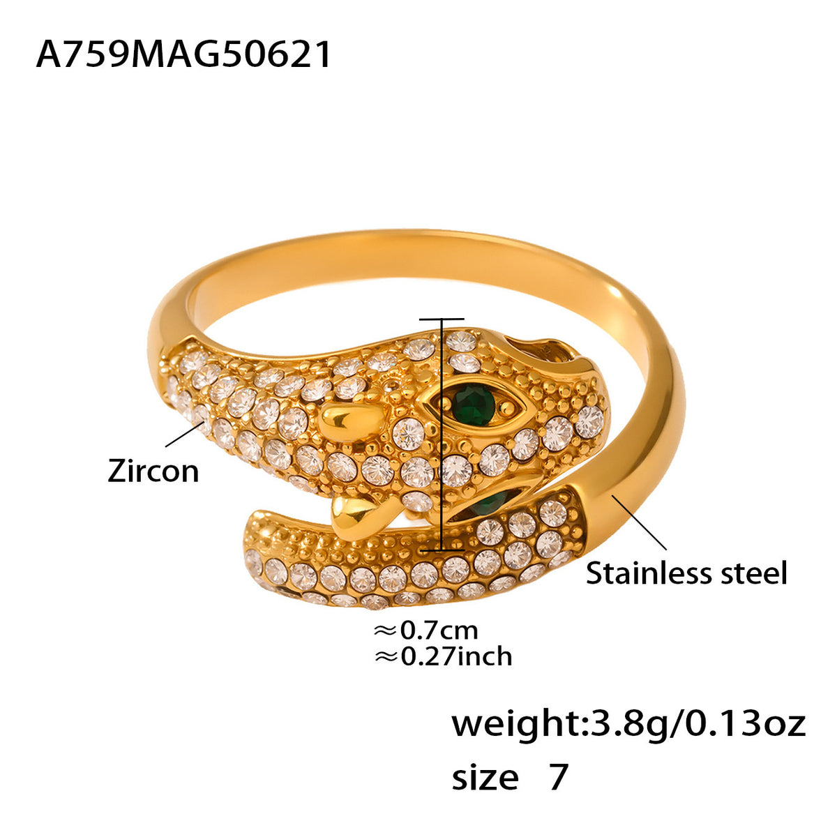 B廠-5A鋯石手工滴油指環百搭高級感手飾鈦鋼開口戒指ins不掉色「A756-A757」25.06-4