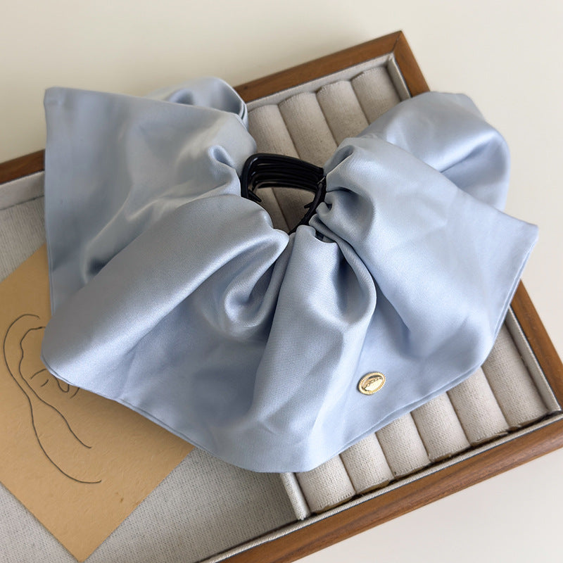 E廠-韓版重工裙擺抓夾後腦勺半扎髮鯊魚夾高級氣質顯髮量緞面髮夾髮卡「27069」25.06-2