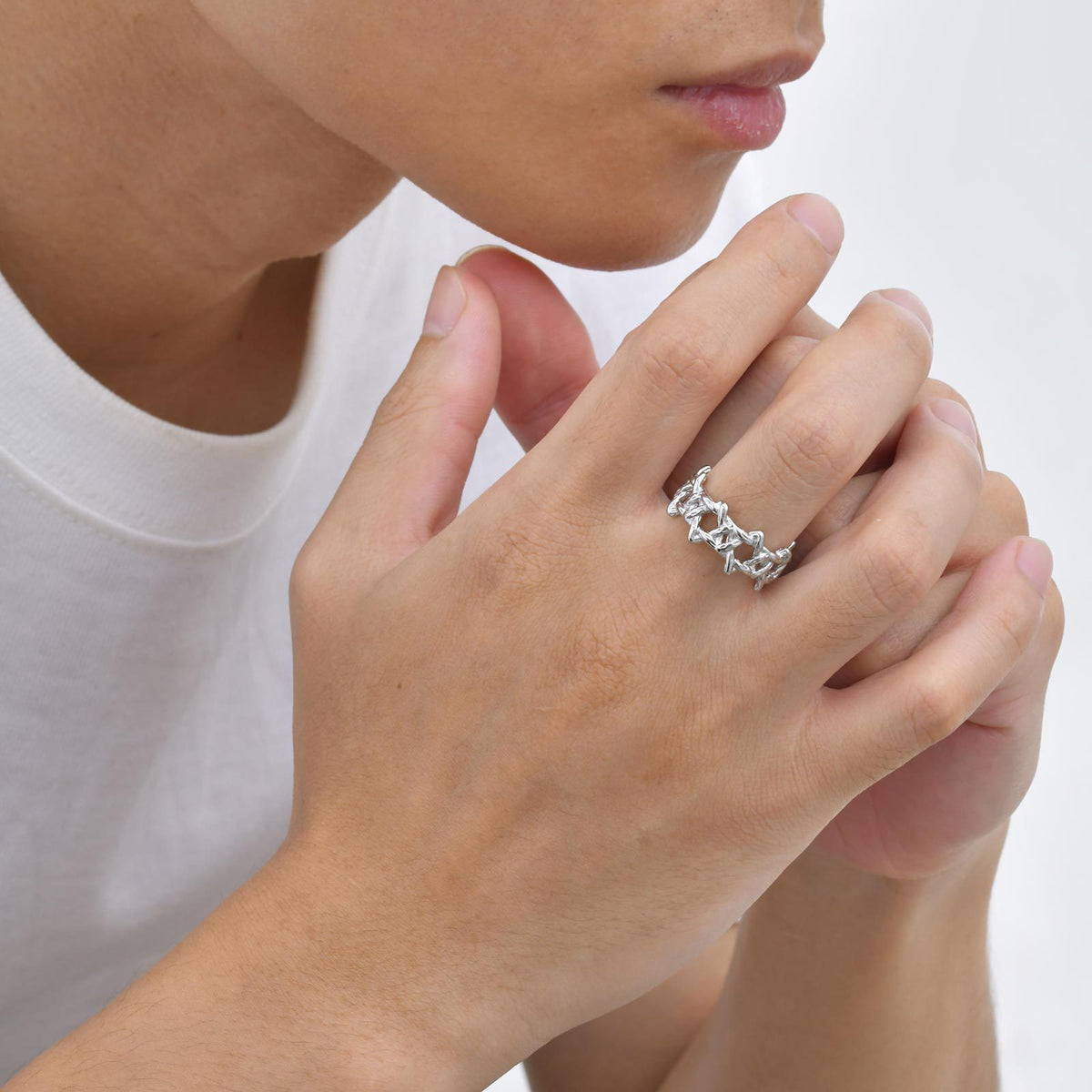 G廠-鈦鋼飾品 歐美時尚個性潮流男士指環不鏽鋼編織六芒星戒指「RC-871」25.07-2