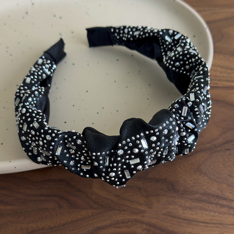 E廠-高級感水鑽大腸圈髮圈扎頭髮馬尾頭繩丸子頭皮筋寬邊水鑽髮箍髮飾「27061」25.06-2