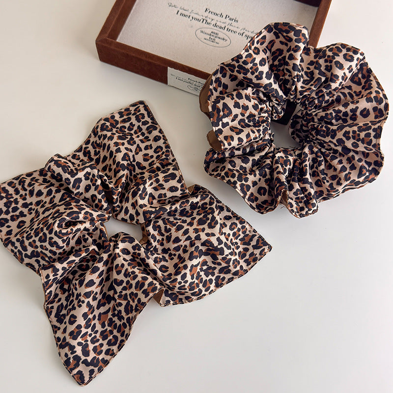 E廠-氣質咖色豹紋雙層大腸髮圈女高級感韓系復古頭繩髮飾丸子頭超大「27382」25.08-4