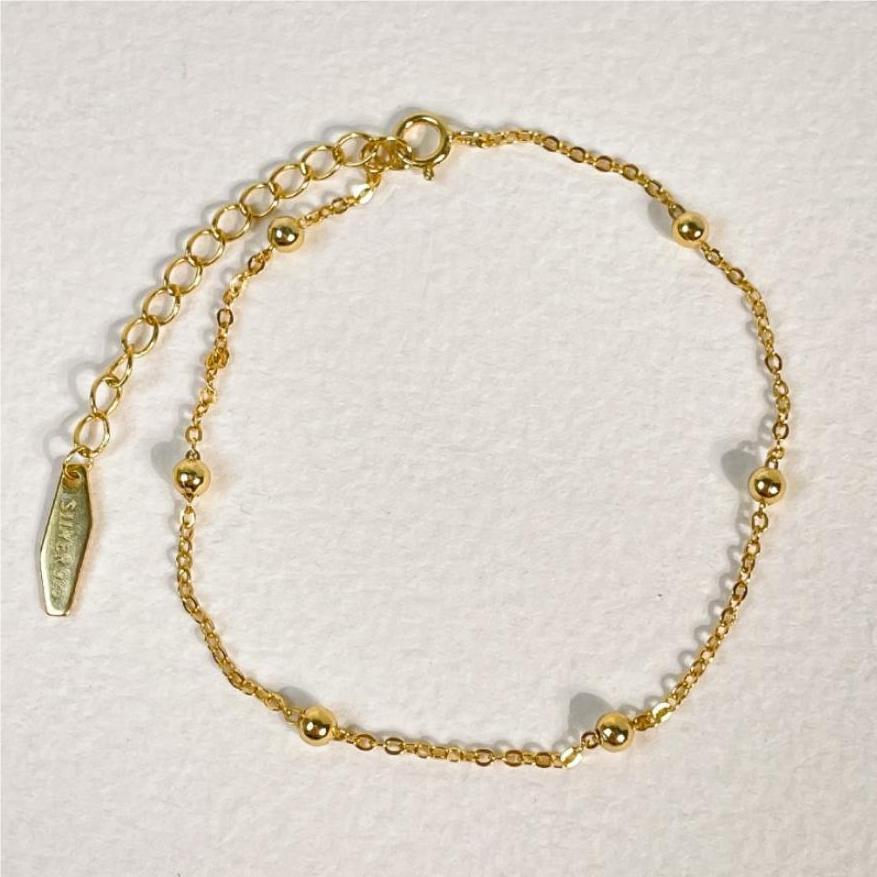 F廠-韓國韓版 明星同款百搭S925純銀十字間珠圓珠手鍊手飾「A170-171」25.05-1