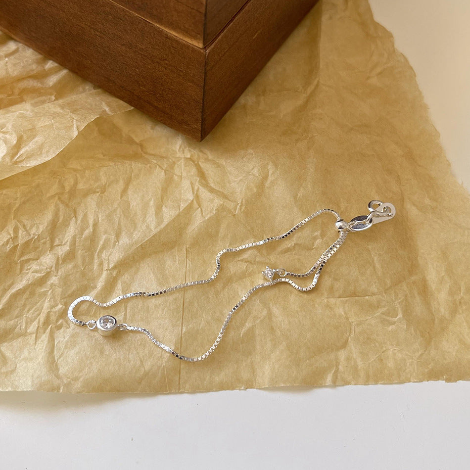 F廠-韓國韓版 925純銀簡約盒子可調節手鍊女配飾飾品手鍊手飾「A295」25.08-1