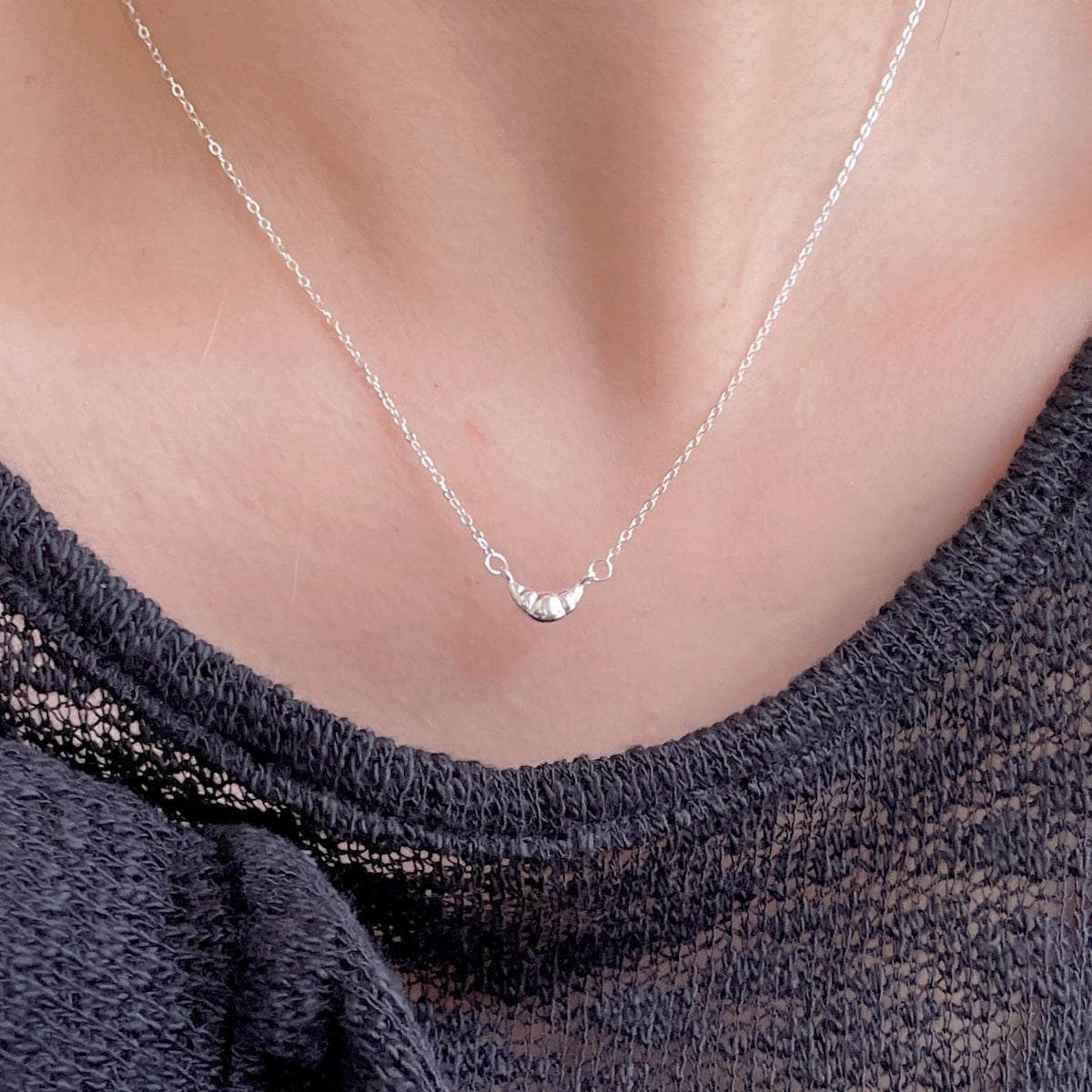 F廠-韓國韓版925純銀牛角包項鍊簡約冷淡風INS小紅書項鍊「B1324」25.06-2