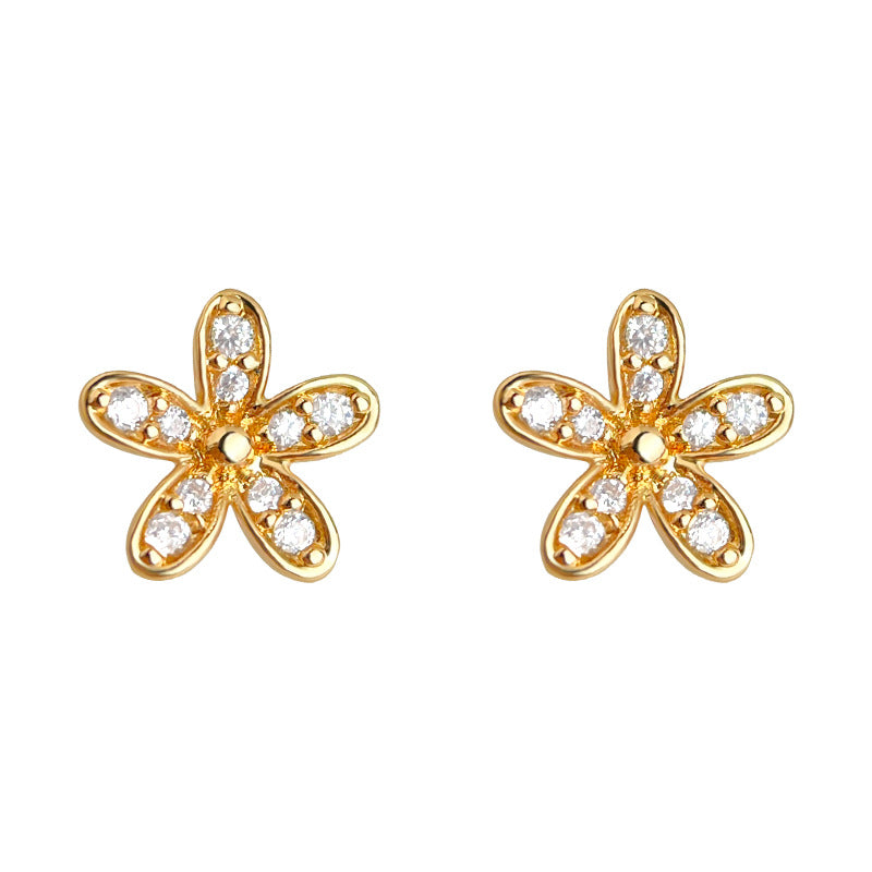 A廠-微鑲鋯石迷你版925銀針小花耳環 清新甜美簡約通勤百搭新款耳飾「6928」25.10-3