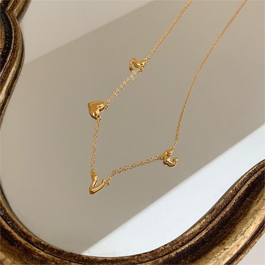 F廠-韓國韓版925純銀LOVE項鍊簡約氣質ins網紅小紅書項鍊「B1210」25.09-1