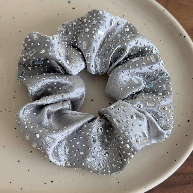 E廠-高級感水鑽大腸圈髮圈扎頭髮馬尾頭繩丸子頭皮筋寬邊水鑽髮箍髮飾「27061」25.06-2