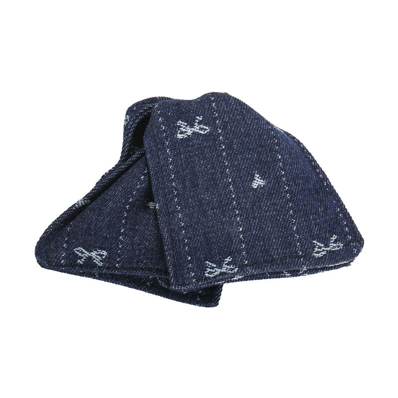 E廠-韓系牛仔蝴蝶結三角抓夾飽滿後腦勺盤髮夾夏日氛圍感髮量多鯊魚夾「27126」25.06-4