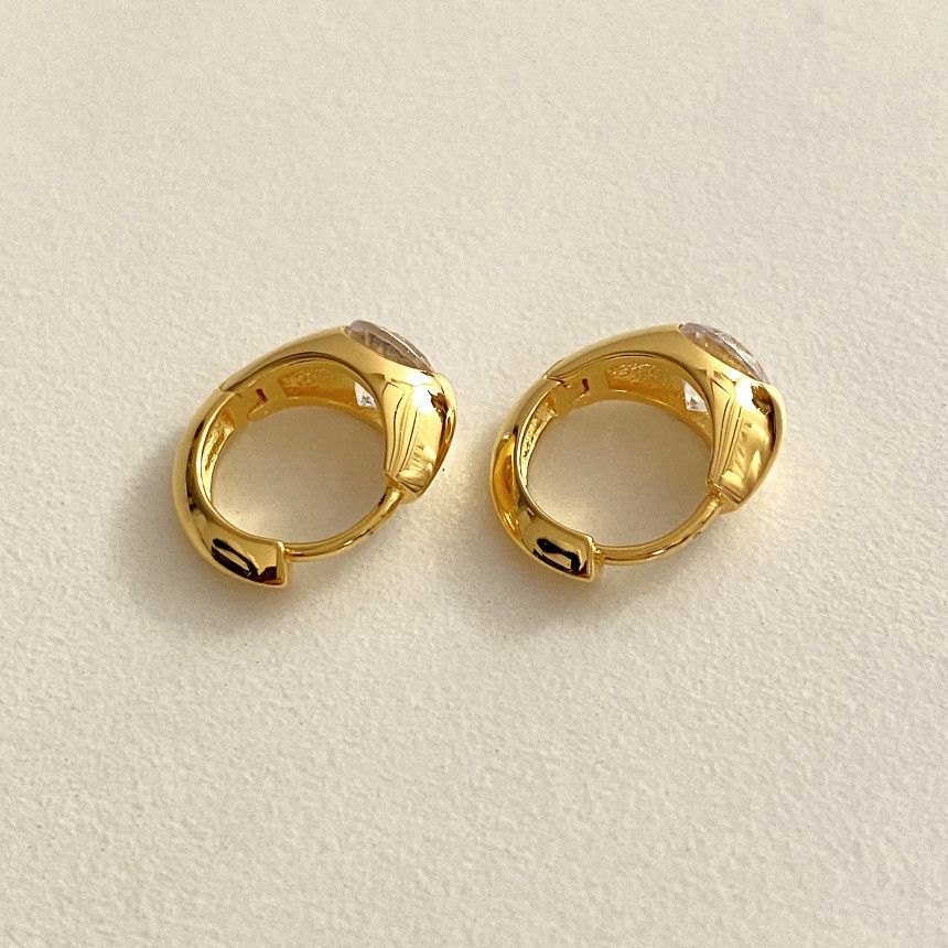 F廠-韓國韓版925純銀鋯石耳扣耳環簡約氣質百搭ins風耳飾「C1337」25.05-1