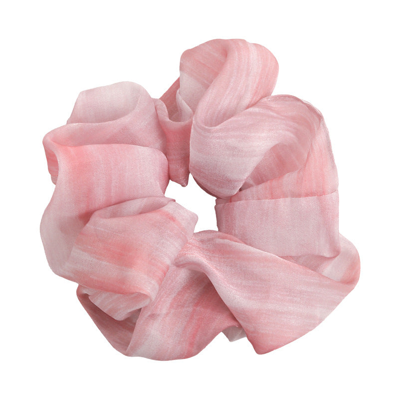 E廠-超仙扎染雪紡大腸髮圈女高級感2025新大號頭繩扎頭髮皮筋髮繩頭飾「26952」25.05-4