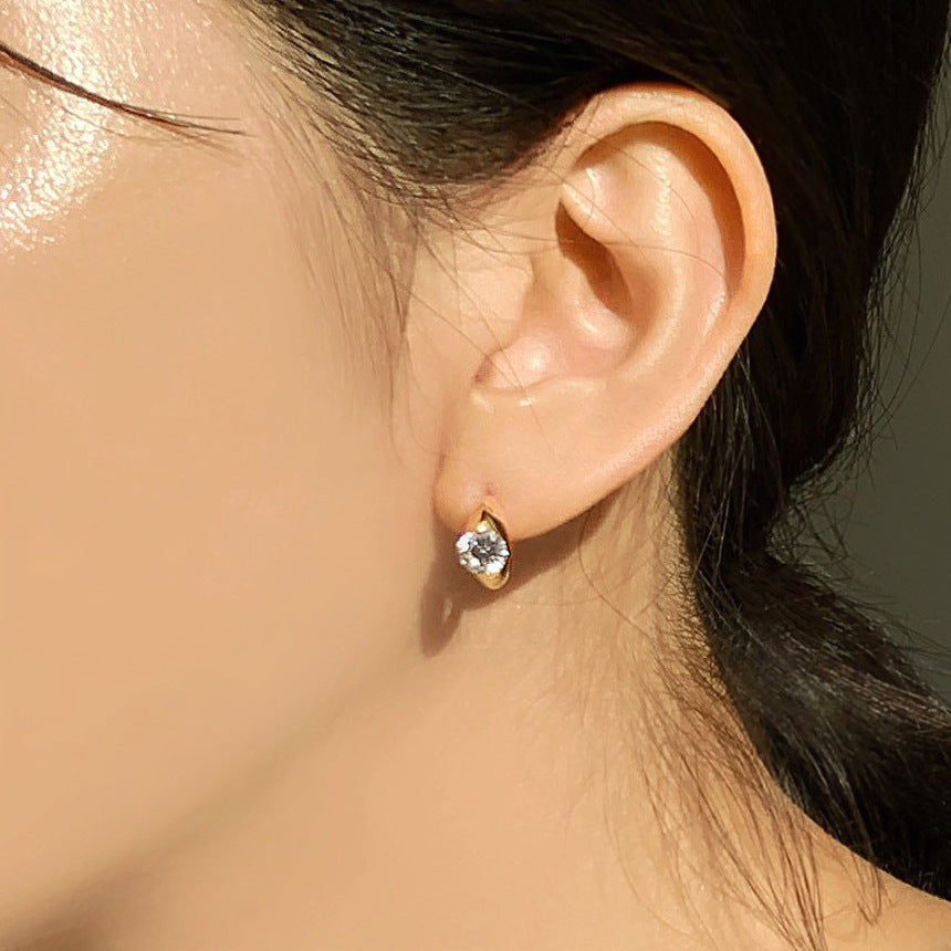 F廠-韓國韓版925純銀鋯石耳扣耳環簡約氣質百搭ins風耳飾「C1337」25.05-1