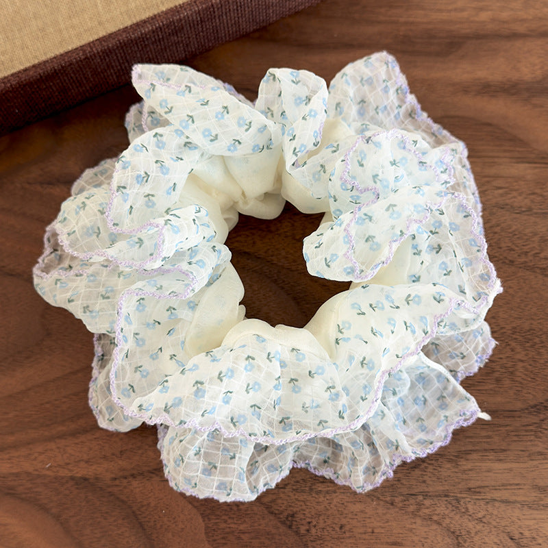 E廠-彩虹泡泡 繡球碎花髮圈高級感法式溫柔大腸圈頭繩髮飾低馬尾髮飾「26937」25.05-3