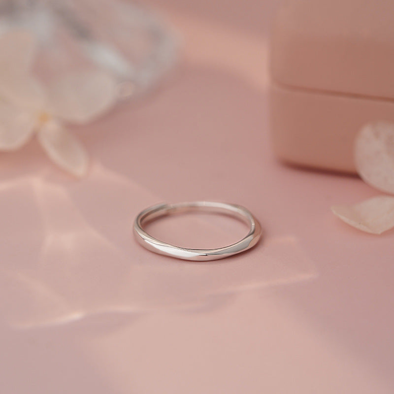 D廠-S999足銀S925純銀光面釘砂戒指簡約幾何高級小眾情侶對戒「YC4443R_1」25.04-4