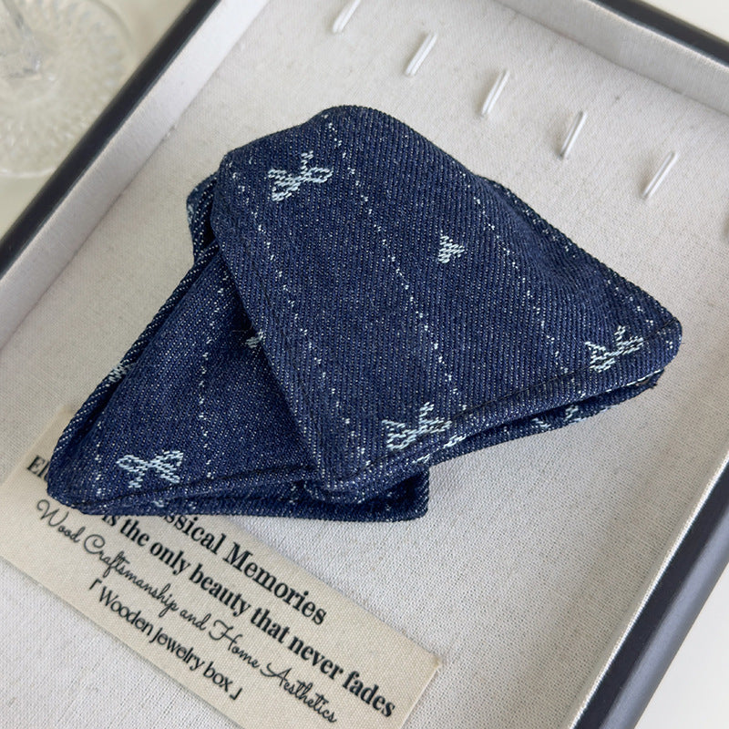 E廠-韓系牛仔蝴蝶結三角抓夾飽滿後腦勺盤髮夾夏日氛圍感髮量多鯊魚夾「27126」25.06-4