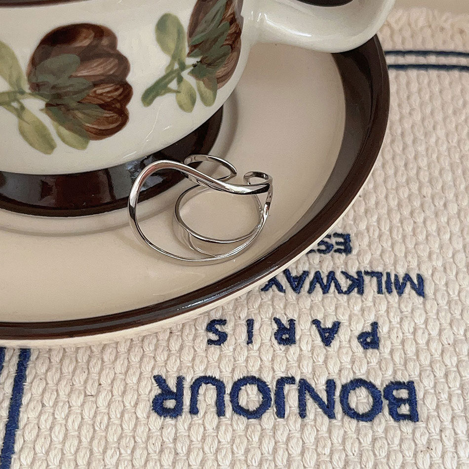 F廠-跨境歐美韓國雙層925純銀橢圓戒指簡約輕奢朋克指環戒指批發代發「J1433」25.09-1