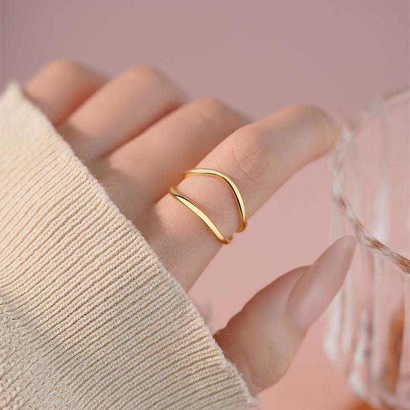 D廠-S925純銀韓版幾何鏤空戒指女簡約甜酷風清新百搭通勤手飾「YC3039R_2」25.03-4