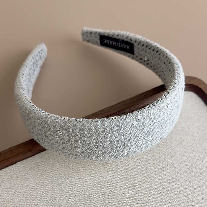 E廠-亮片編織網格髮箍高顱頂百搭頭箍高級感小香風頭箍髮飾新款女「27131」25.06-4