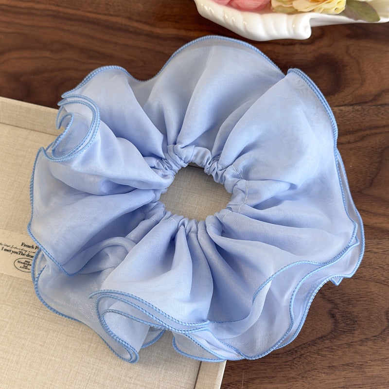 E廠-甜美加大號雙層雪紡網紗大腸髮圈女扎頭髮丸子頭髮繩側低馬尾頭繩「26893」25.05-1